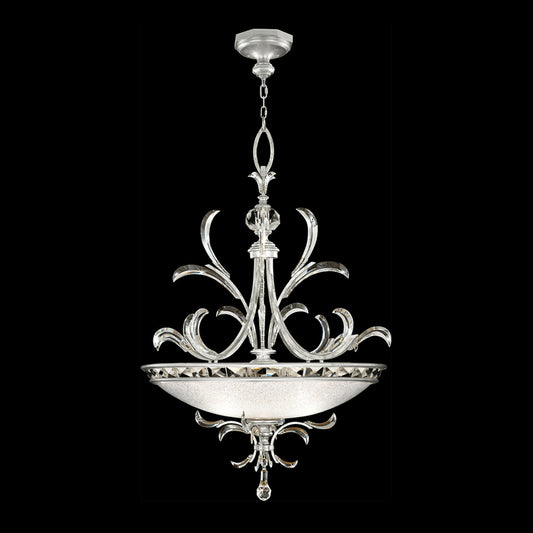 Beveled Arcs Pendant, Round, 3-Light, Silver Leaf, 44"W (704440-SF4 NJ0G)