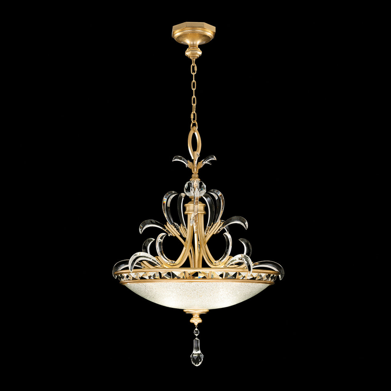 Beveled Arcs Pendant, Round, 3-Light, Gold Leaf, 32"W (704540-SF3 NJ0H)