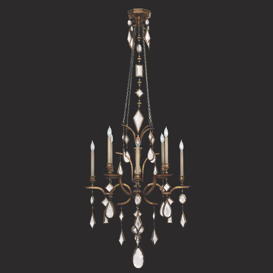 Encased Gems Chandelier, Round, 8-Light, Bronze Patina, Clear Crystal Gems, 31"W (708640-3ST 96FE)