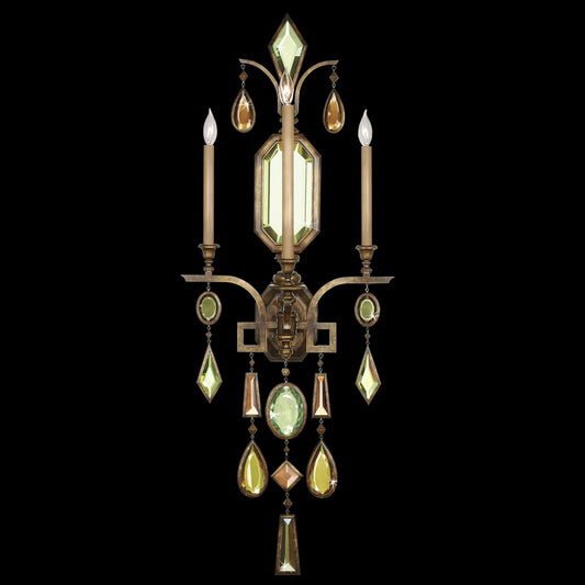 Encased Gems Wall Sconce, 3-Light, Bronze Patina, Multi-Colored Crystal Gems, 49"H (710450-1ST 96FZ)