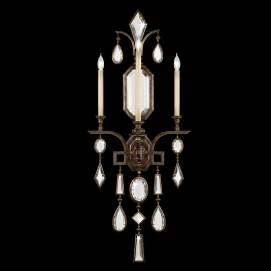 Encased Gems Wall Sconce, 3-Light, Bronze Patina, Clear Crystal Gems, 49"H (710450-3ST 96G1)