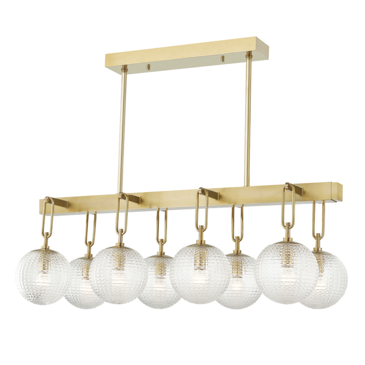 Jewett Linear Chandelier, 8-Light, Aged Brass, Clear Crystal Shade, 46"W (7108-AGB A5LGN)