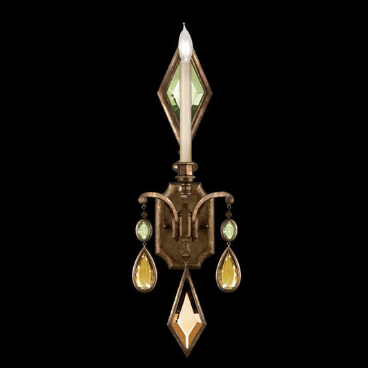 Encased Gems Wall Sconce, 1-Light, Bronze Patina, Multi-Colored Crystal Gems, 29"H (717850-1ST 97F4)