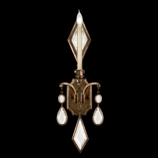 Encased Gems Wall Sconce, 1-Light, Bronze Patina, Clear Crystal Gems, 29"H (717850-3ST 97F6)