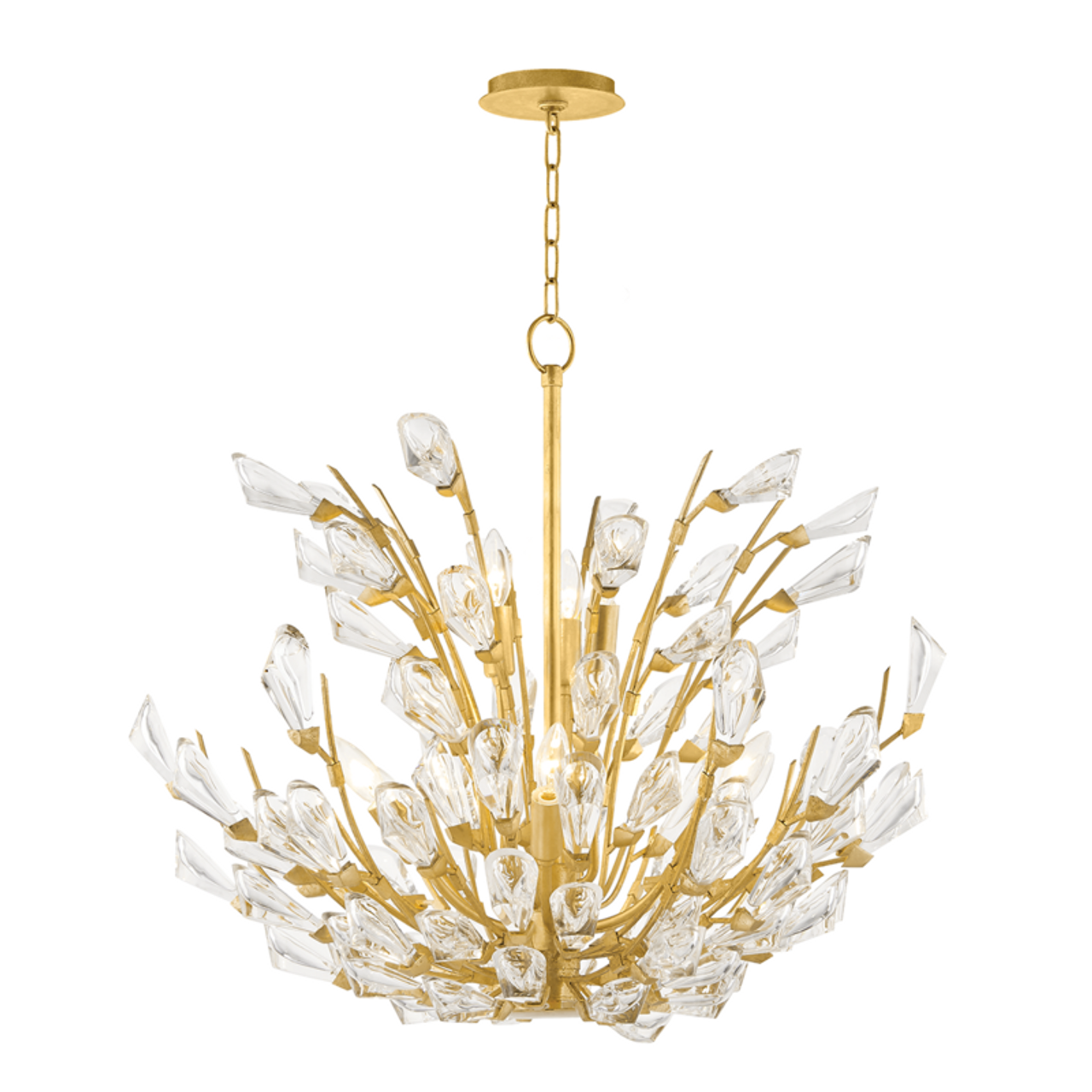 Tulip Chandelier, 9-Light, Gold Leaf, Clear Shade, 27.75"W (7228-GL A5LH1)