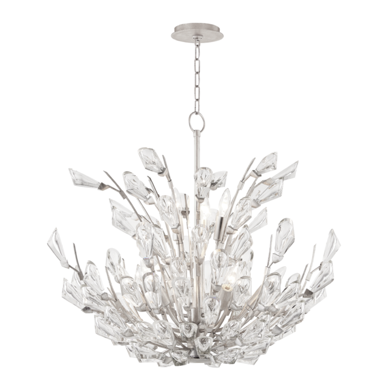 Tulip Chandelier, 9-Light, Silver Leaf, 27.75"W (7228-SL A5LH2)