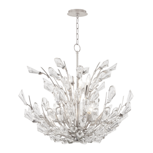 Tulip Chandelier, 9-Light, Silver Leaf, 27.75"W (7228-SL A5LH2)