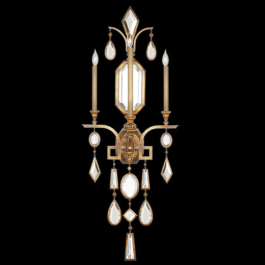 Encased Gems Wall Sconce, 3-Light, Gold Leaf, Clear Crystal Gems, 49"H (727050-3ST 98ER)