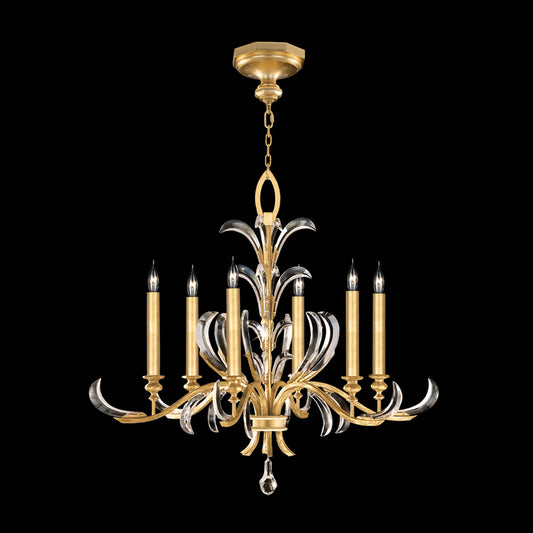 Beveled Arcs Chandelier, Round, 6-Light, Gold Leaf, 37"W (739140-SF3 NJ1H)