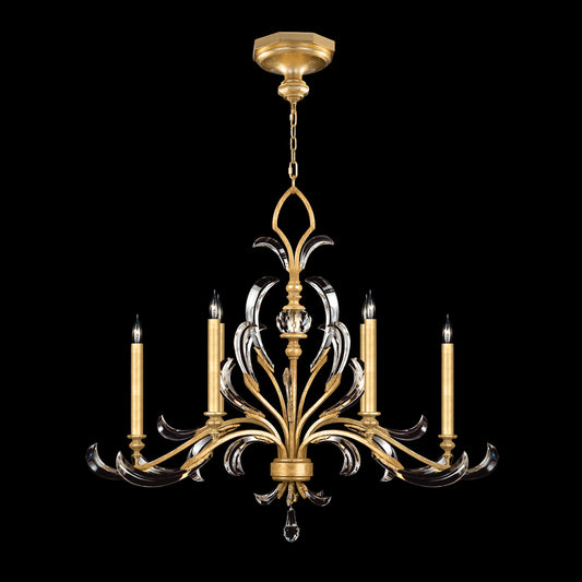 Beveled Arcs Chandelier, Oblong, 6-Light, Gold Leaf, 44"W (739240-SF3 NJ1K)