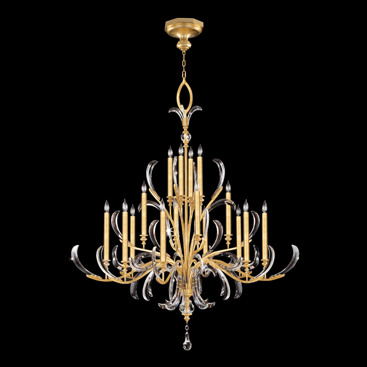 Beveled Arcs Chandelier, Round, 16-Light, Gold Leaf, 58"W (739640-SF3 NJ1M)