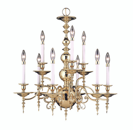 Kensington Chandelier, 9-Light, Polished Brass, 28"W (7449 PB R8MN)