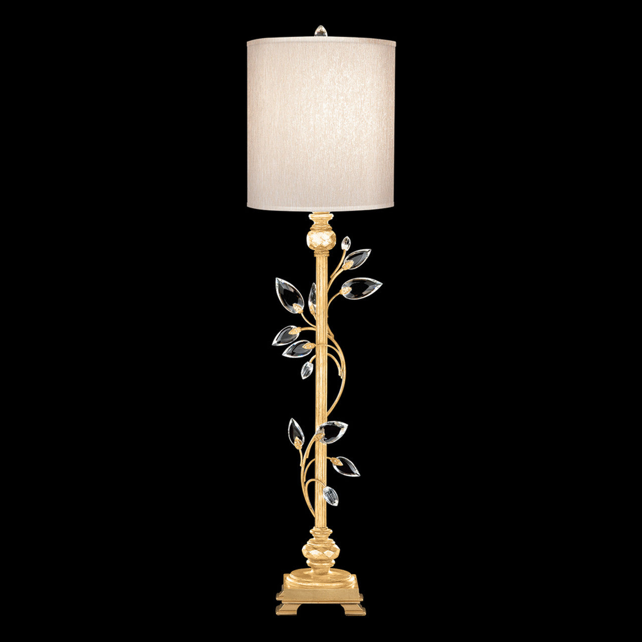 Crystal Laurel Console Lamp, 1-Light, Gold Leaf, Faceted Crystal Leaves, 37"H (752915-SF33 NJ1R)