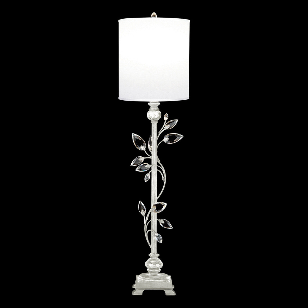 Crystal Laurel Console Lamp, 1-Light, Silver Leaf, Faceted Crystal Leaves, 37"H (752915-SF41 NJ1U)