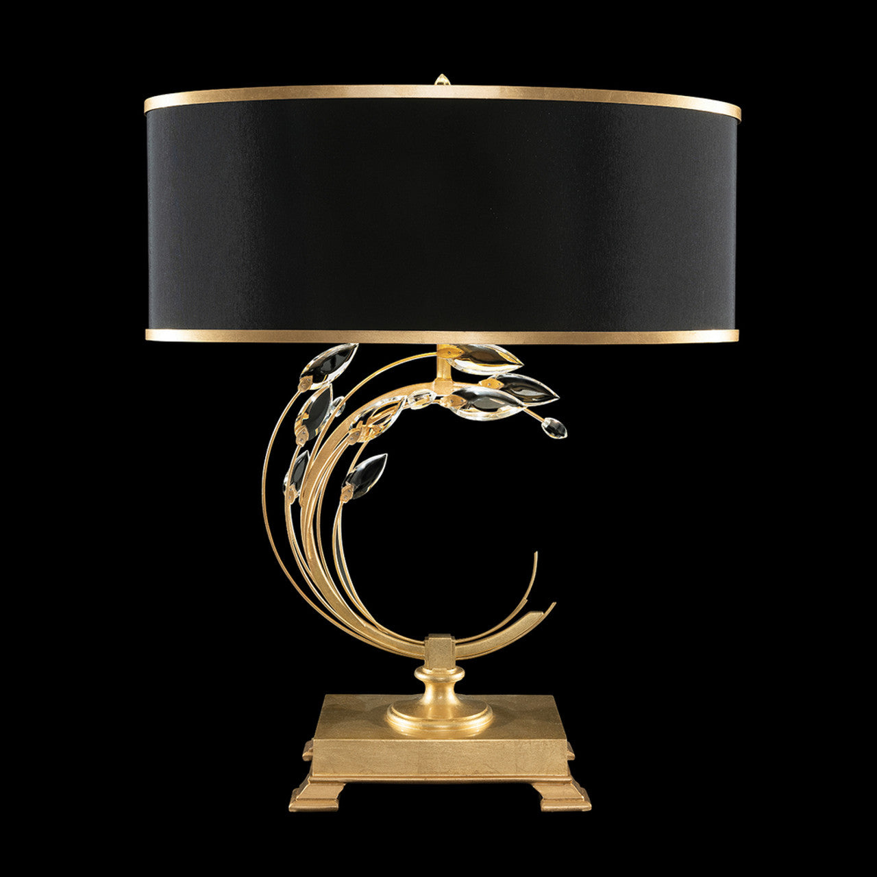 Crystal Laurel Table Lamp, 1-Light, Gold Leaf, Faceted Crystal Leaves, 31"H (758610-SF34 NJ29)