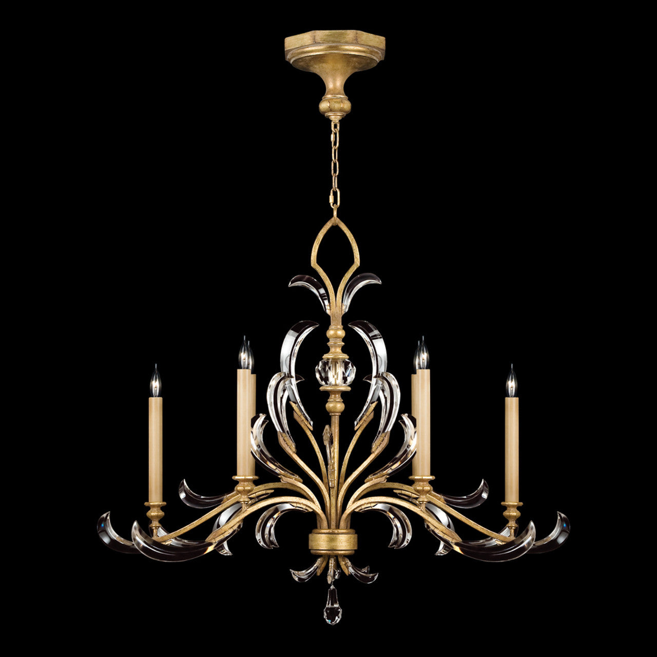 Beveled Arcs Chandelier, Oblong, 6-Light, Gold, 44"W (760540ST 9AD4)