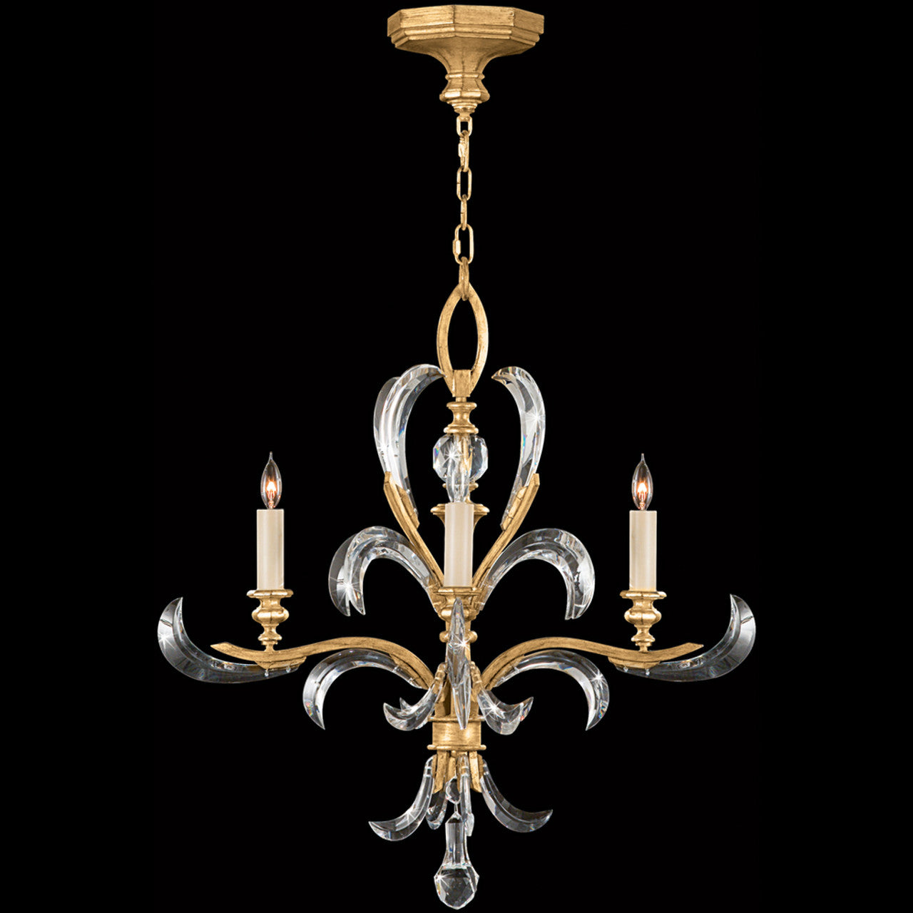 Beveled Arcs Chandelier, Round, 4-Light, Gold, 28"W (760840ST 9AD7)