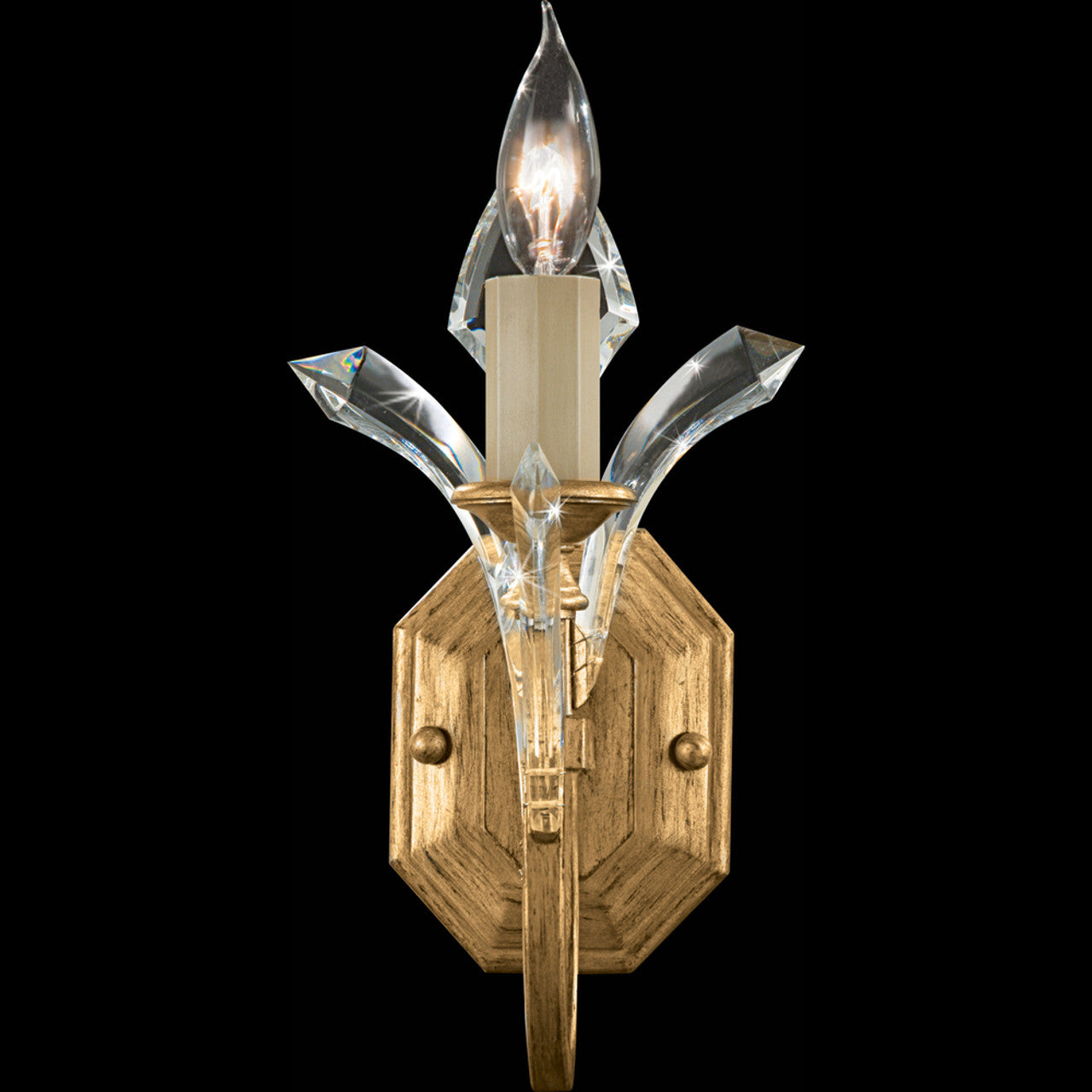 Beveled Arcs Wall Sconce, 1-Light, Gold Leaf, Beveled Crystal Accent, 13"H (761450ST 9ADC)