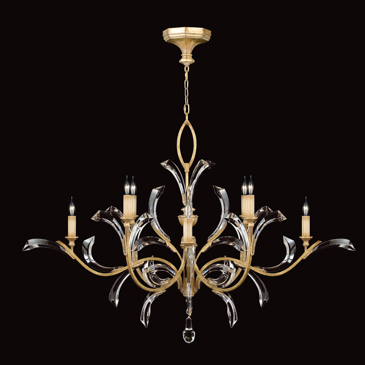 Beveled Arcs Chandelier, Round, 8-Light, Gold, 57"W (761640ST 9ADD)