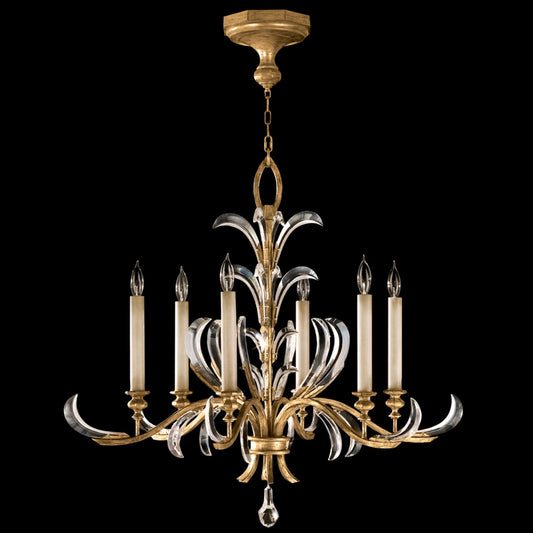 Beveled Arcs Chandelier, Round, 6-Light, Gold, 37"W (762640ST 9ADM)