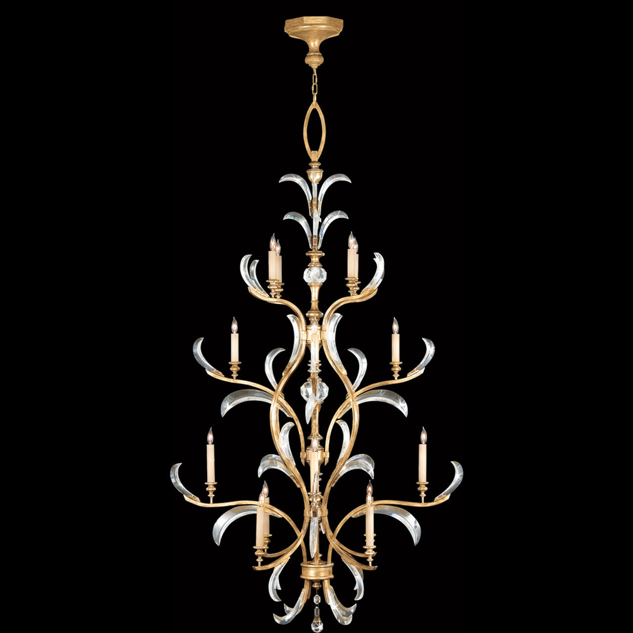 Beveled Arcs Chandelier, Round, 16-Light, Gold, 48"W (762940ST 9ADQ)