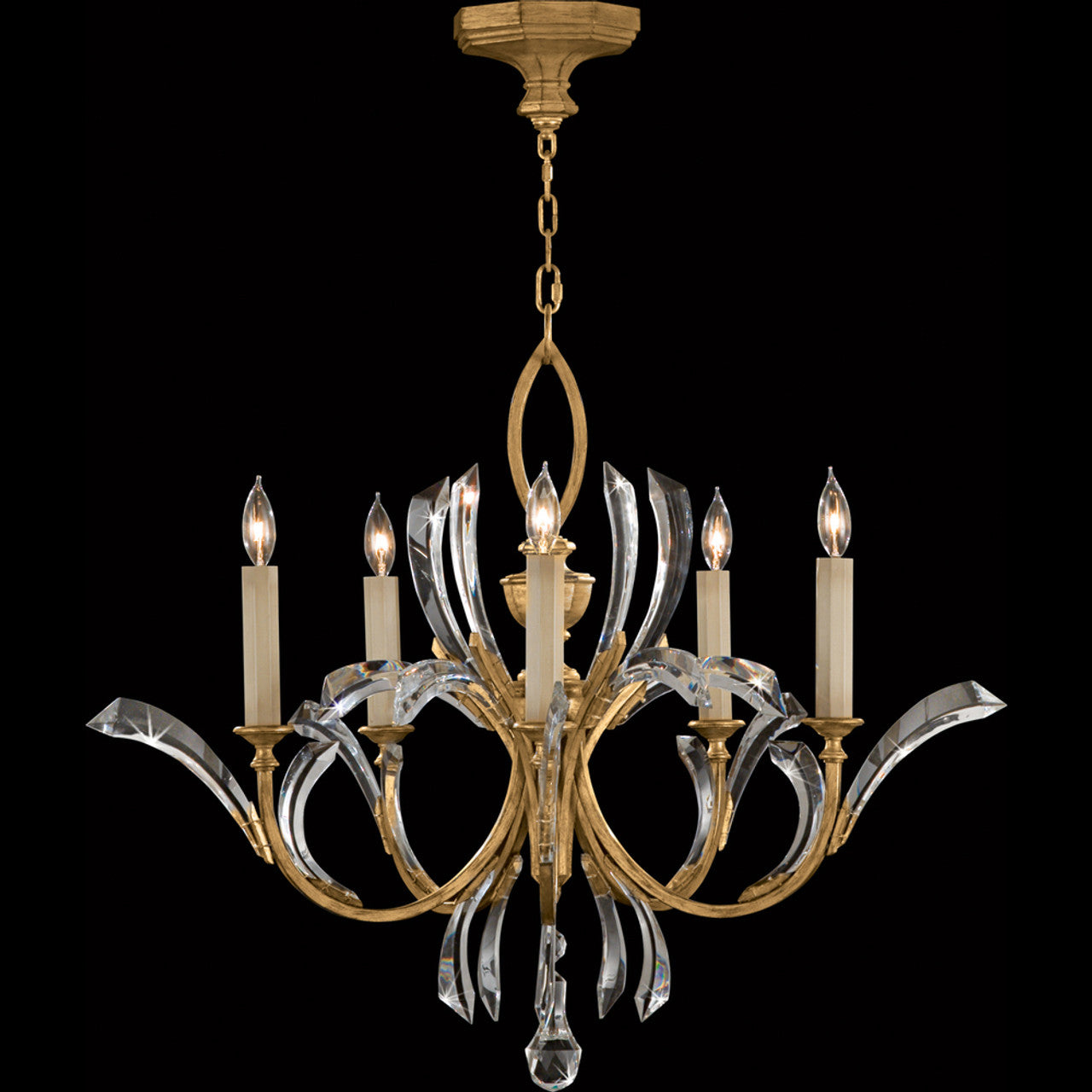 Beveled Arcs Chandelier, Round, 5-Light, Gold, 36"W (763040ST 9ADR)