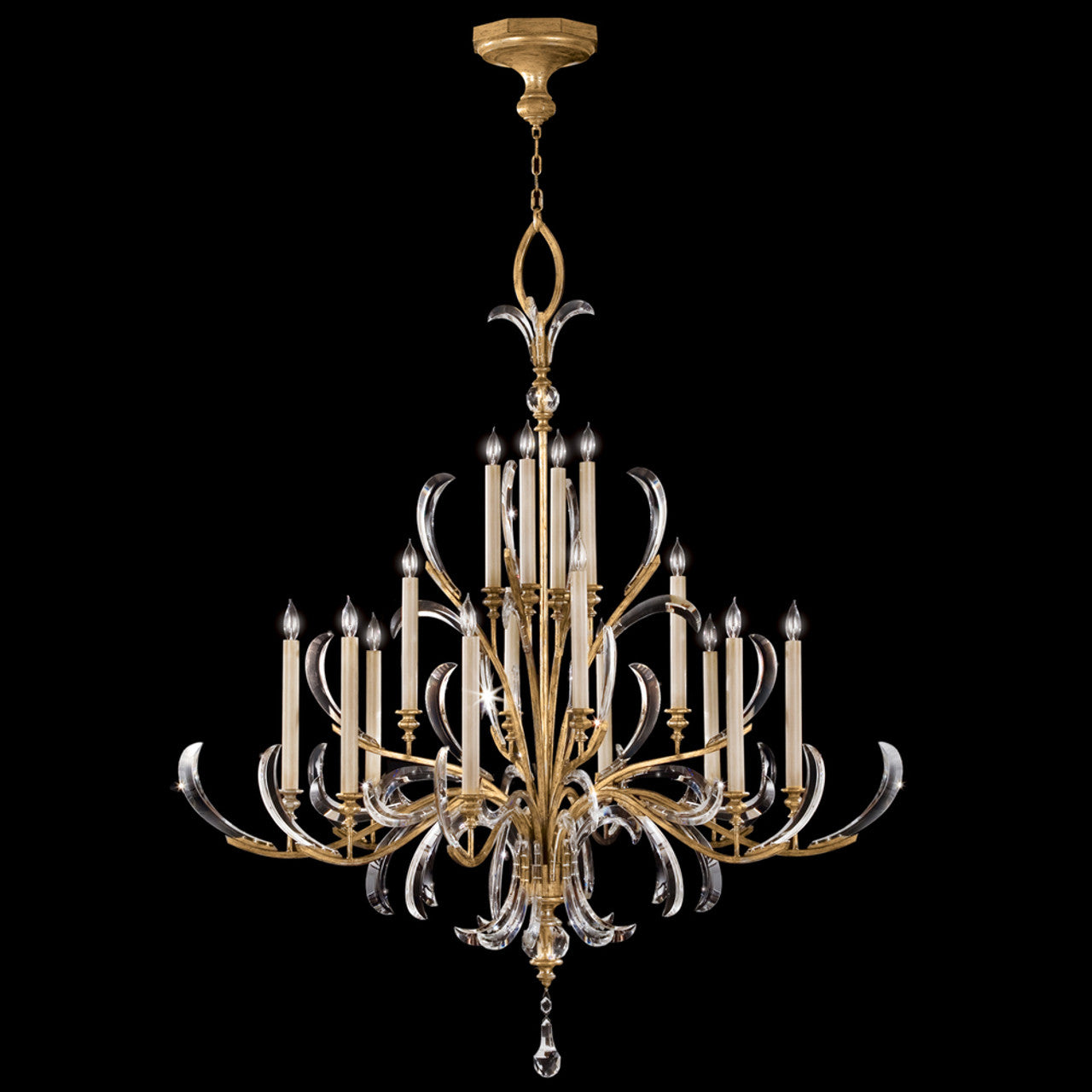 Beveled Arcs Chandelier, Round, 16-Light, Gold, 58"W (770040ST 9AEG)