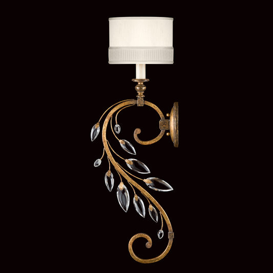 Crystal Laurel Wall Sconce, 1-Light, Gold Leaf, Faceted Crystal Leaves, 33"H (774850ST 9F9Z)