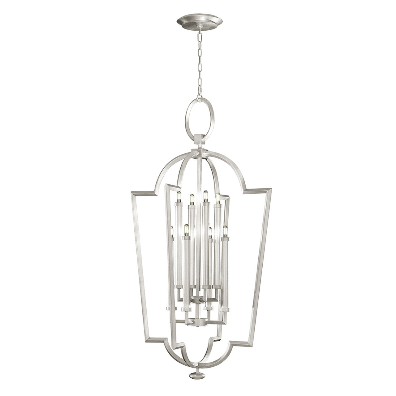 Allegretto Pendant, Round, 8-Light, Silver Leaf, 28"W (780440-SF4 NJZJ)