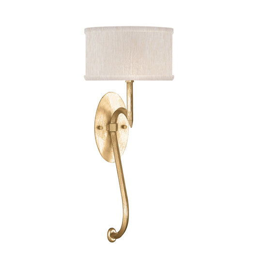 Allegretto Wall Sconce, 1-Light, Gold Leaf, Champagne Fabric Shade, 22"H (784650-SF33 NJZK)