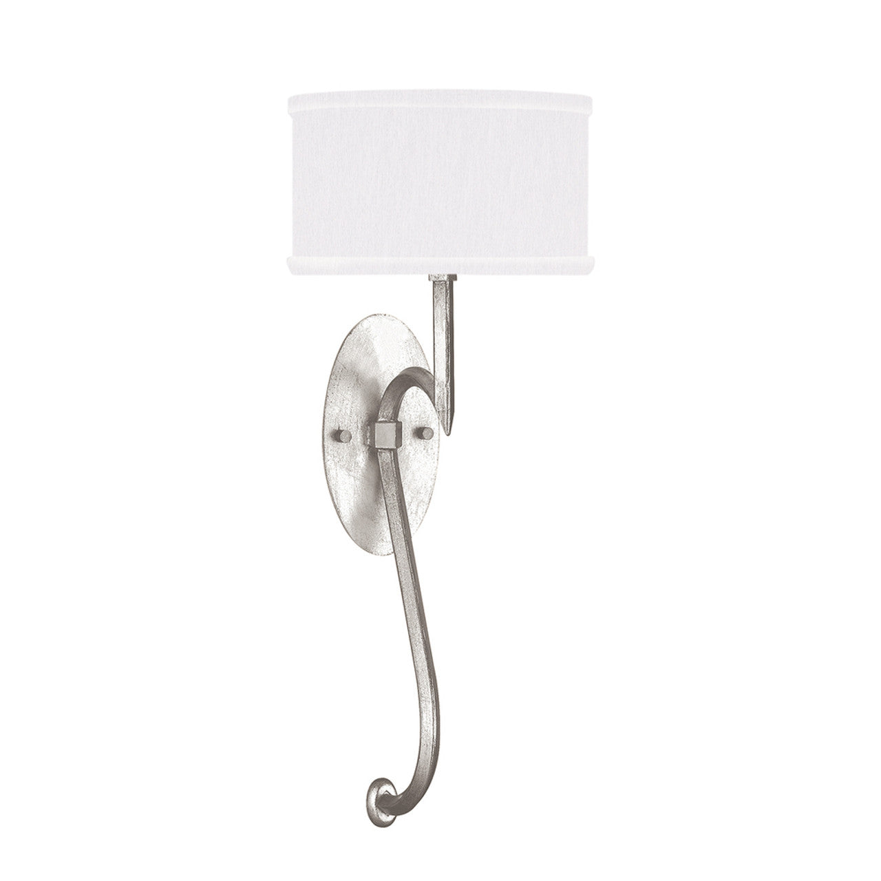 Allegretto Wall Sconce, 1-Light, Silver Leaf, White Fabric Shade, 22"H (784650-SF41 NJZM)