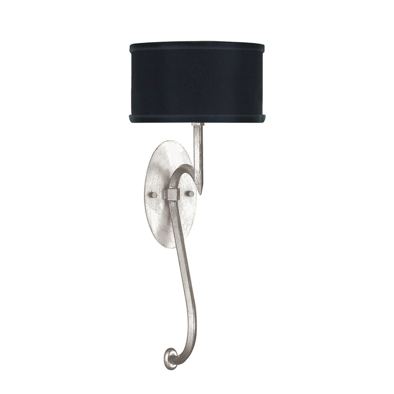 Allegretto Wall Sconce, 1-Light, Silver Leaf, Black Fabric Shade, 22"H (784650-SF42 NJZN)