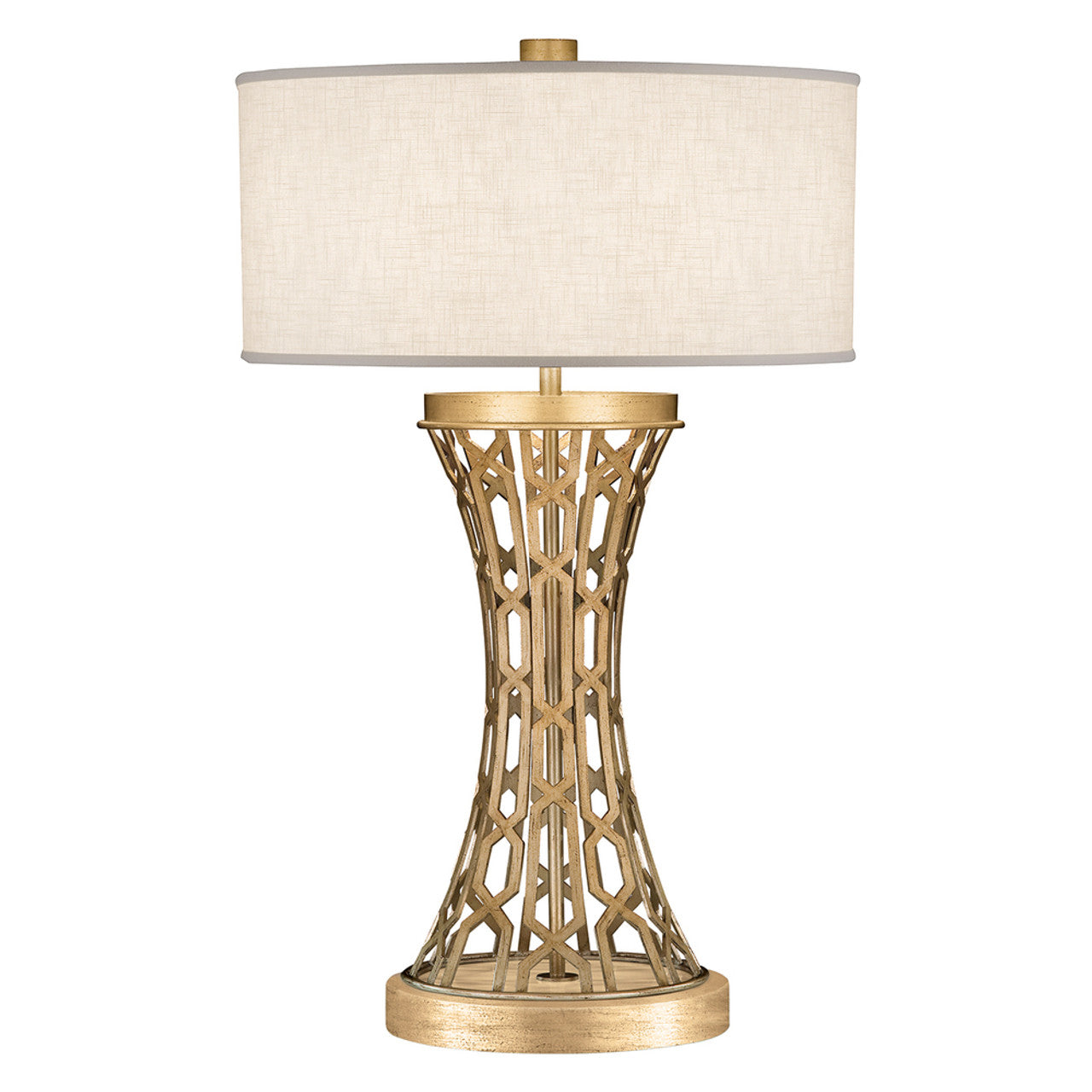 Allegretto Table Lamp, 1-Light, Gold, White Textured Linen Shade, 32"H (784910-2ST 9FCF)