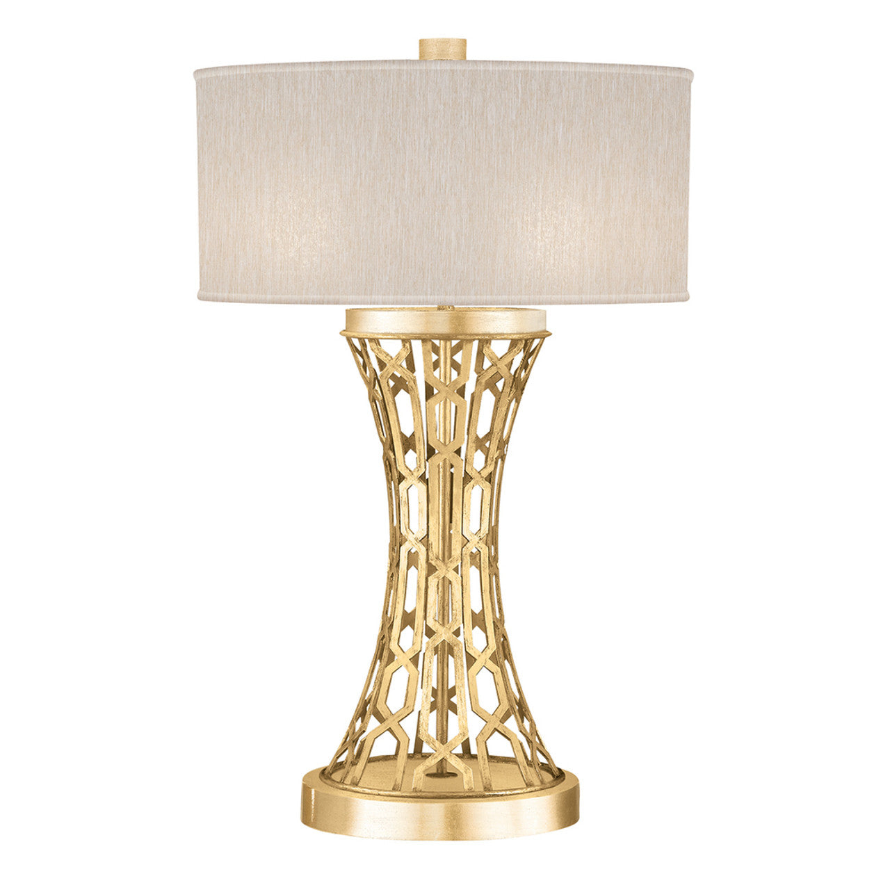 Allegretto Table Lamp, 1-Light, Gold Leaf, Champagne Fabric Shade, 32"H (784910-SF33 NJZU)