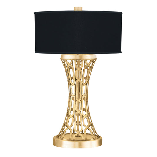 Allegretto Table Lamp, 1-Light, Gold Leaf, Black Fabric Shade, 32"H (784910-SF34 NJZV)