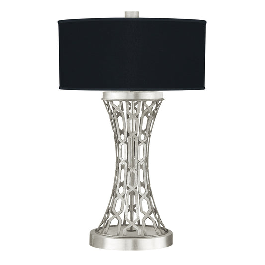 Allegretto Table Lamp, 1-Light, Silver Leaf, Black Fabric Shade, 32"H (784910-SF42 NJZX)