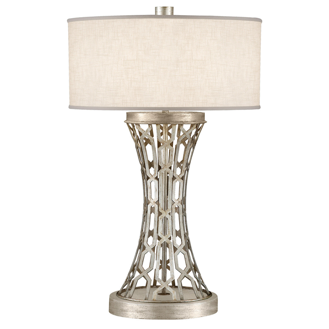 Allegretto Table Lamp, 1-Light, Silver, White Textured Linen Shade, 32"H (784910ST KGCL)