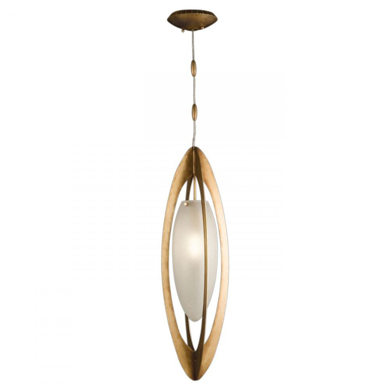 Allegretto Pendant, Round, 1-Light, Gold, Frosted Seedy Glass Shade, 10"W (787240-2ST 9G90)