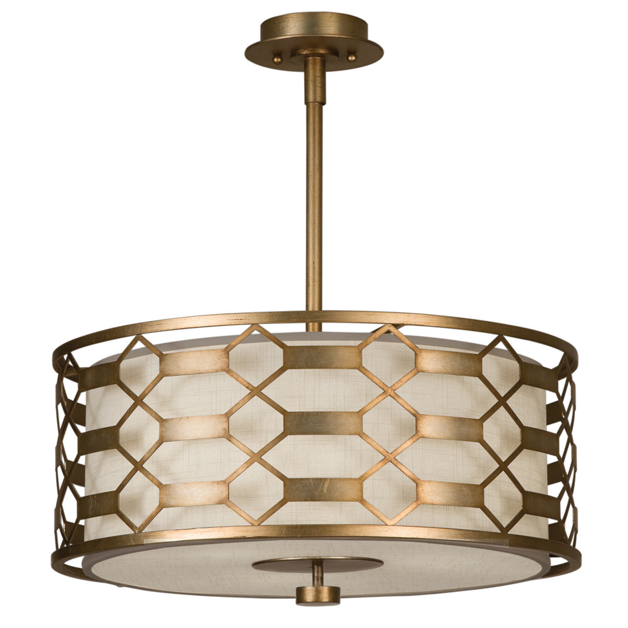 Allegretto Drum Shade Pendant, Round, 3-Light, Gold, White Textured Linen Shade, 24"W (787540-2GU D85N)