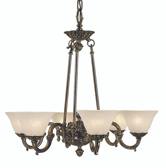 Napoleonic Chandelier, 6-Light, Antique Silver with Amber Marble, Amber Marble Shade, 28"W (7886 AS/AM YCWP)