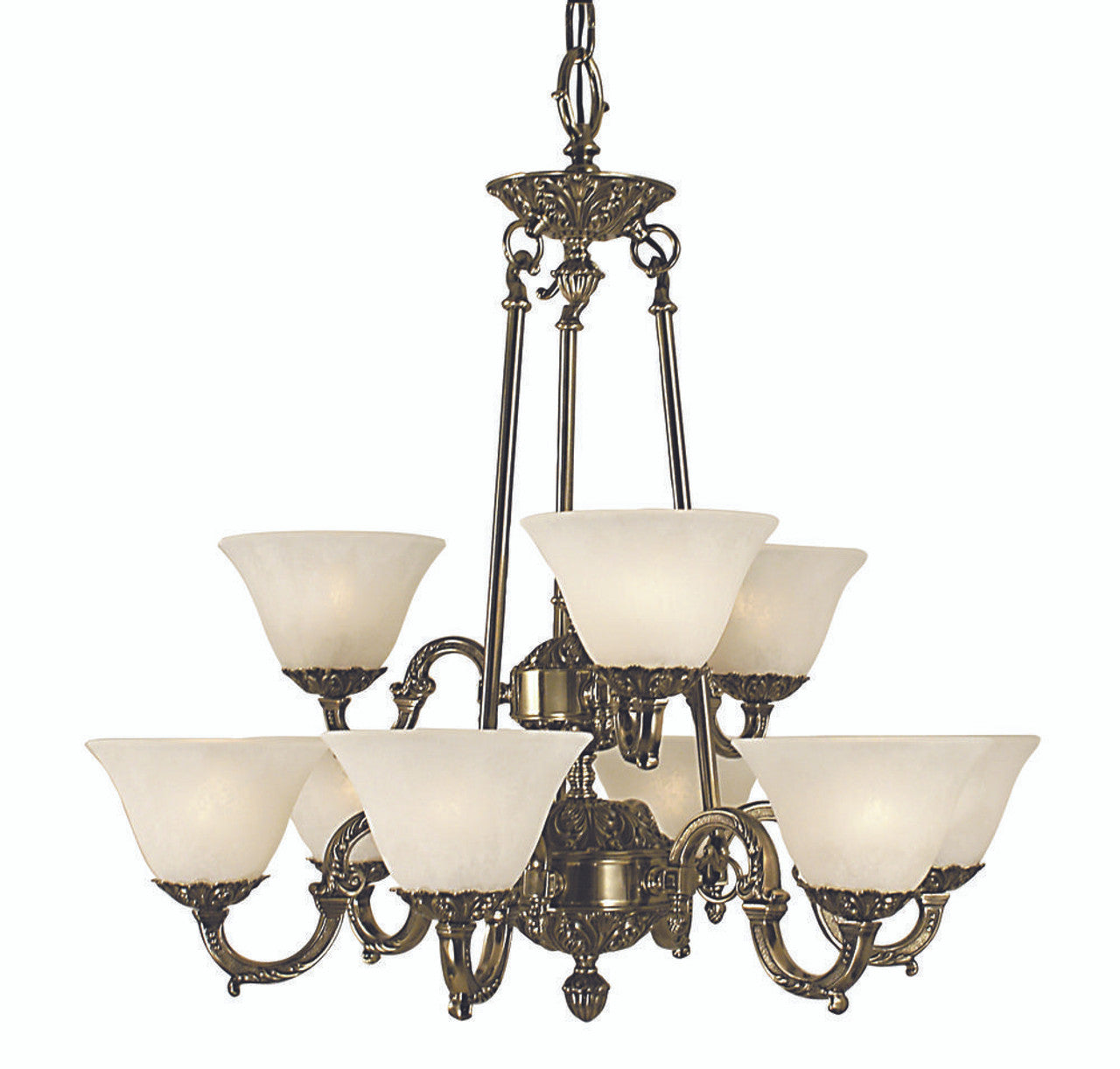 Napoleonic Chandelier, 9-Light, Antique Silver with Amber Marble, Amber Marble Shade, 28"W (7889 AS/AM YCWZ)