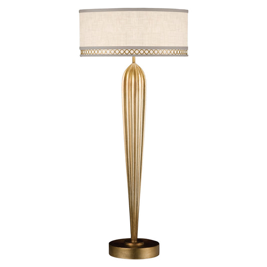 Allegretto Table Lamp, 2-Light, Gold, White Textured Linen Shade, 33"H (792915-2ST 9GAH)