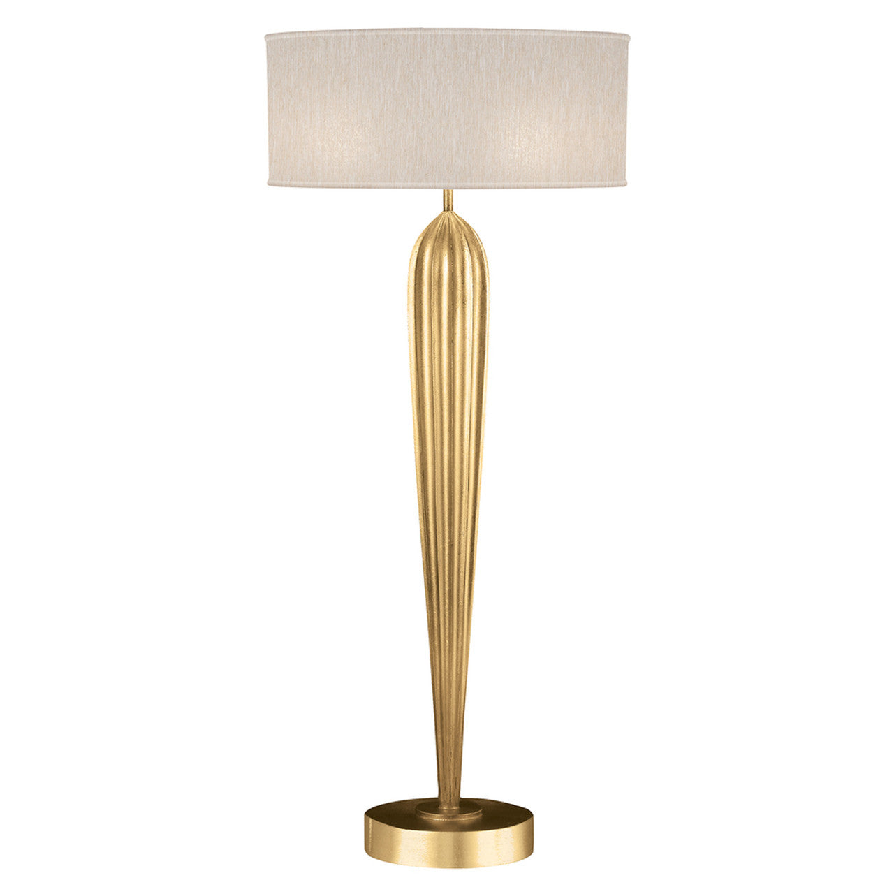 Allegretto Table Lamp, 2-Light, Gold Leaf, Champagne Fabric Shade, 33"H (792915-SF33 NK0U)