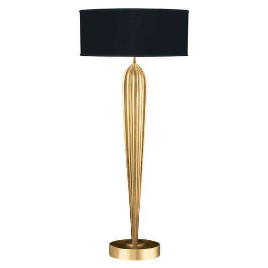 Allegretto Table Lamp, 2-Light, Gold Leaf, Black Fabric Shade, 33"H (792915-SF34 NK0V)