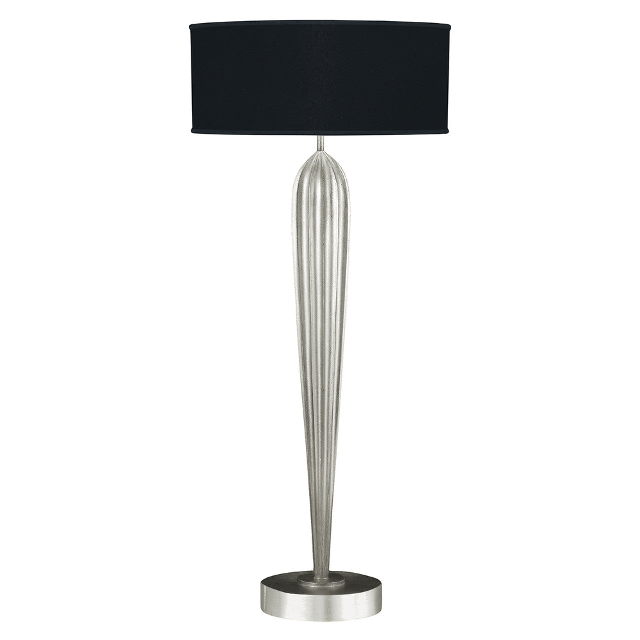 Allegretto Table Lamp, 2-Light, Silver Leaf, Black Fabric Shade, 33"H (792915-SF42 NK0X)