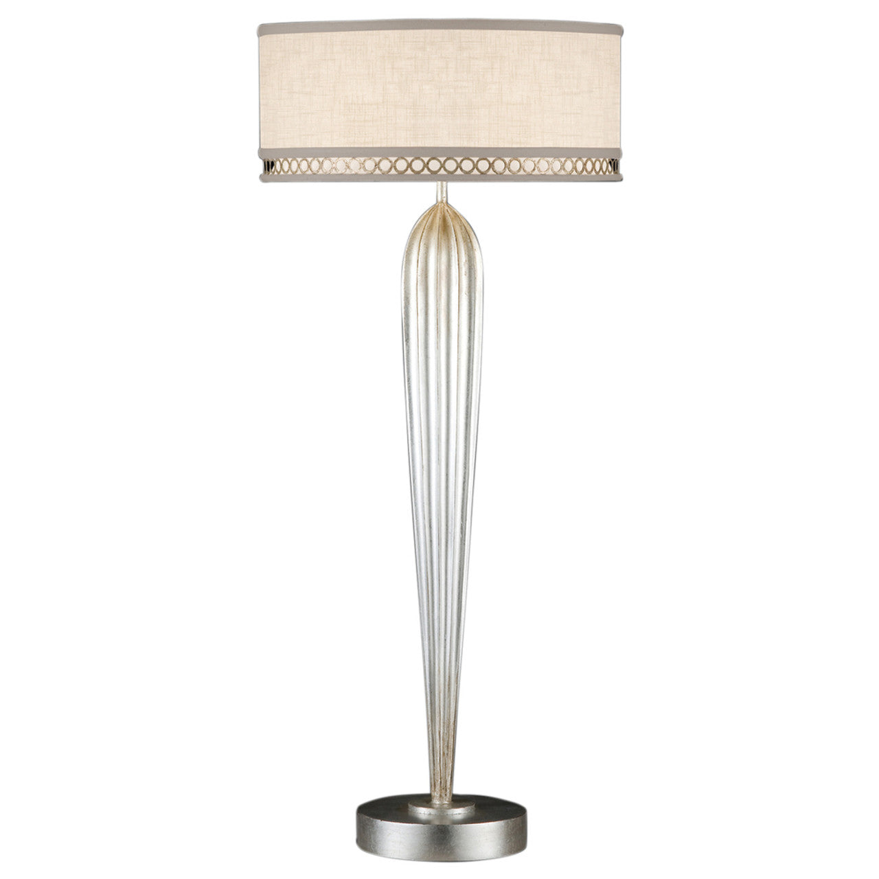 Allegretto Table Lamp, 2-Light, Silver, White Textured Linen Shade, 33"H (792915ST KGC7)