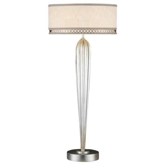 Allegretto Table Lamp, 2-Light, Silver, White Textured Linen Shade, 33"H (792915ST KGC7)