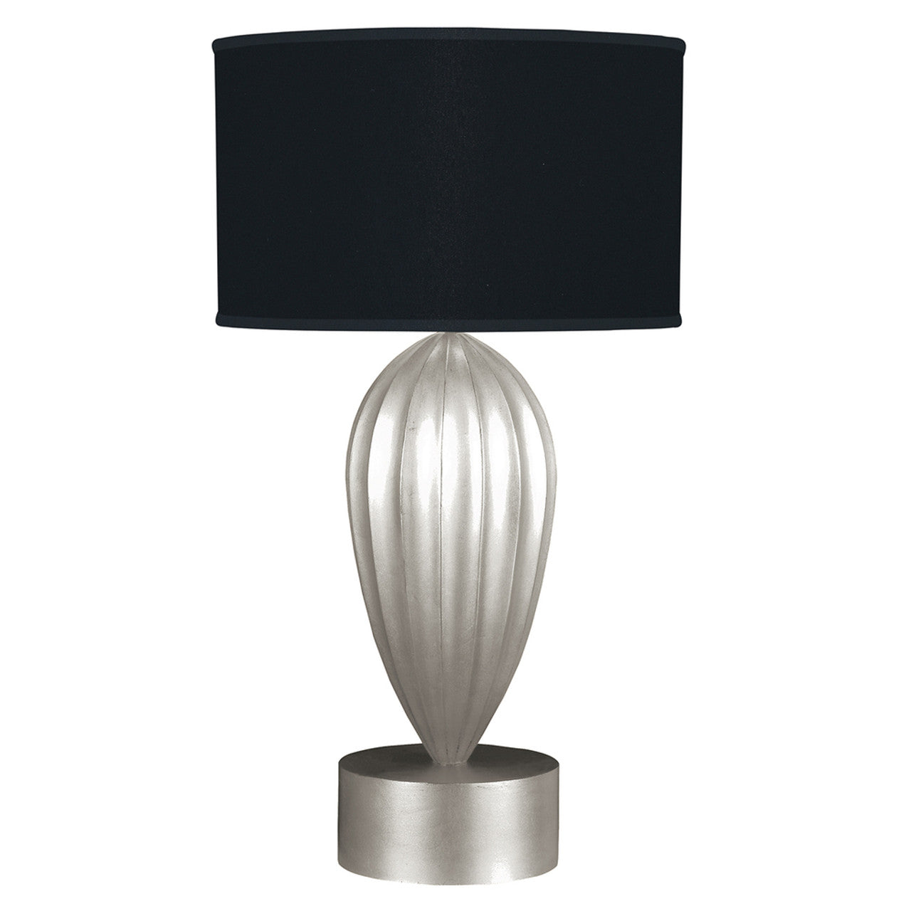 Allegretto Table Lamp, 1-Light, Silver Leaf, Black Fabric Shade, 33"H (793110-SF42 NK11)