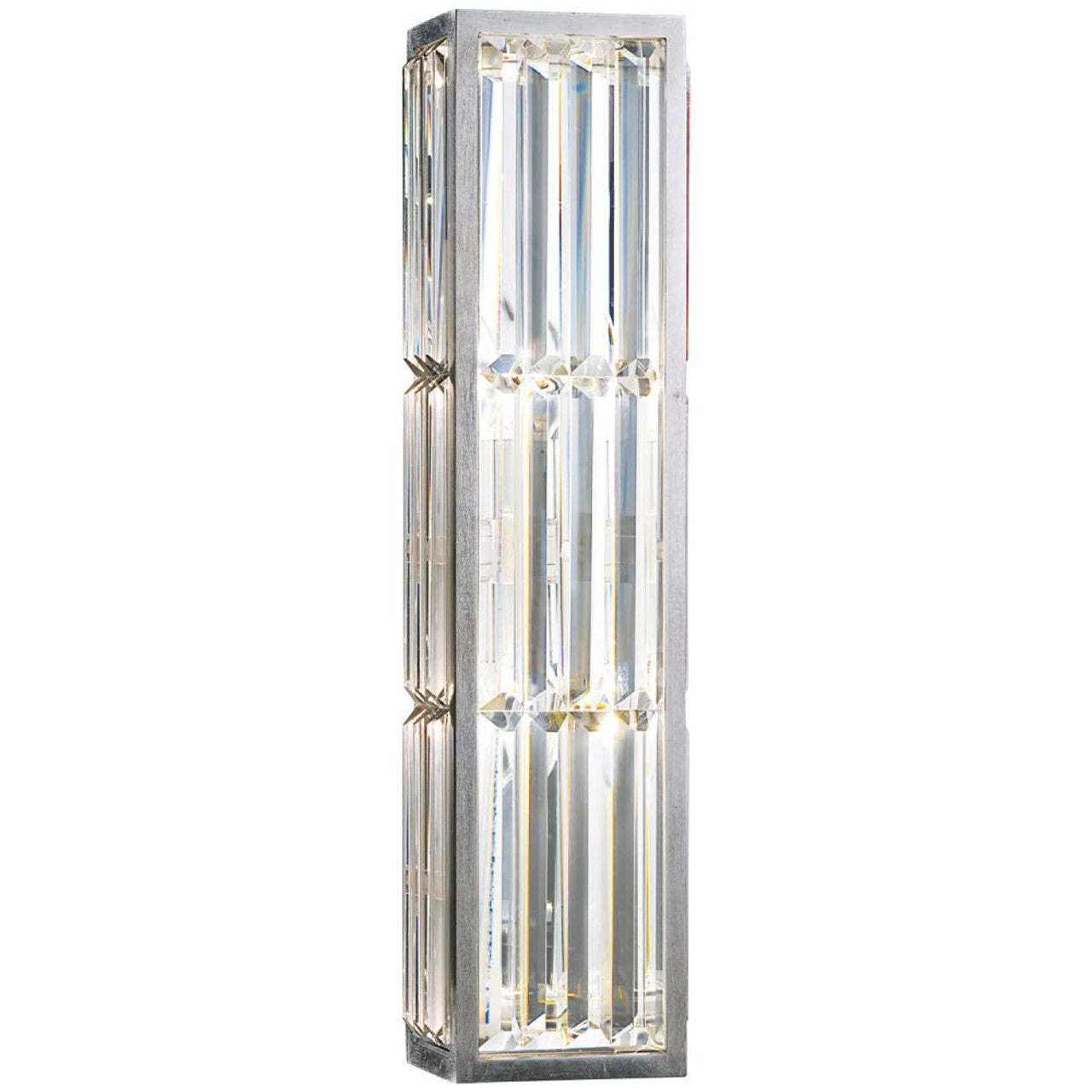 Crystal Enchantment Wall Sconce, 2-Light, Silver Leaf, Multi-faceted Crystal Panels, 23"H (811250ST DD21)