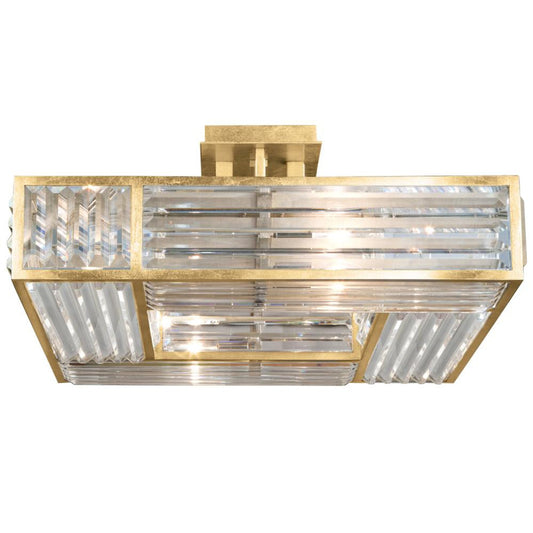 Crystal Enchantment Semi-Flush Mount, Square, 4-Light, Gold Leaf, Multi-faceted Crystal Panels, 25"W (811640-2ST GJMC)